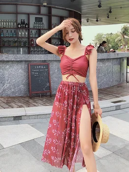 Korean Swimming Suit for Women Print Bikinis Three Piece Holiday Split Swimsuit Female Hot Spring Bathing Suit 
Korean Swimming Suit for Women Print Bikinis Three Piece Holiday Split Swimsuit Female Hot Spring Bathing Suit