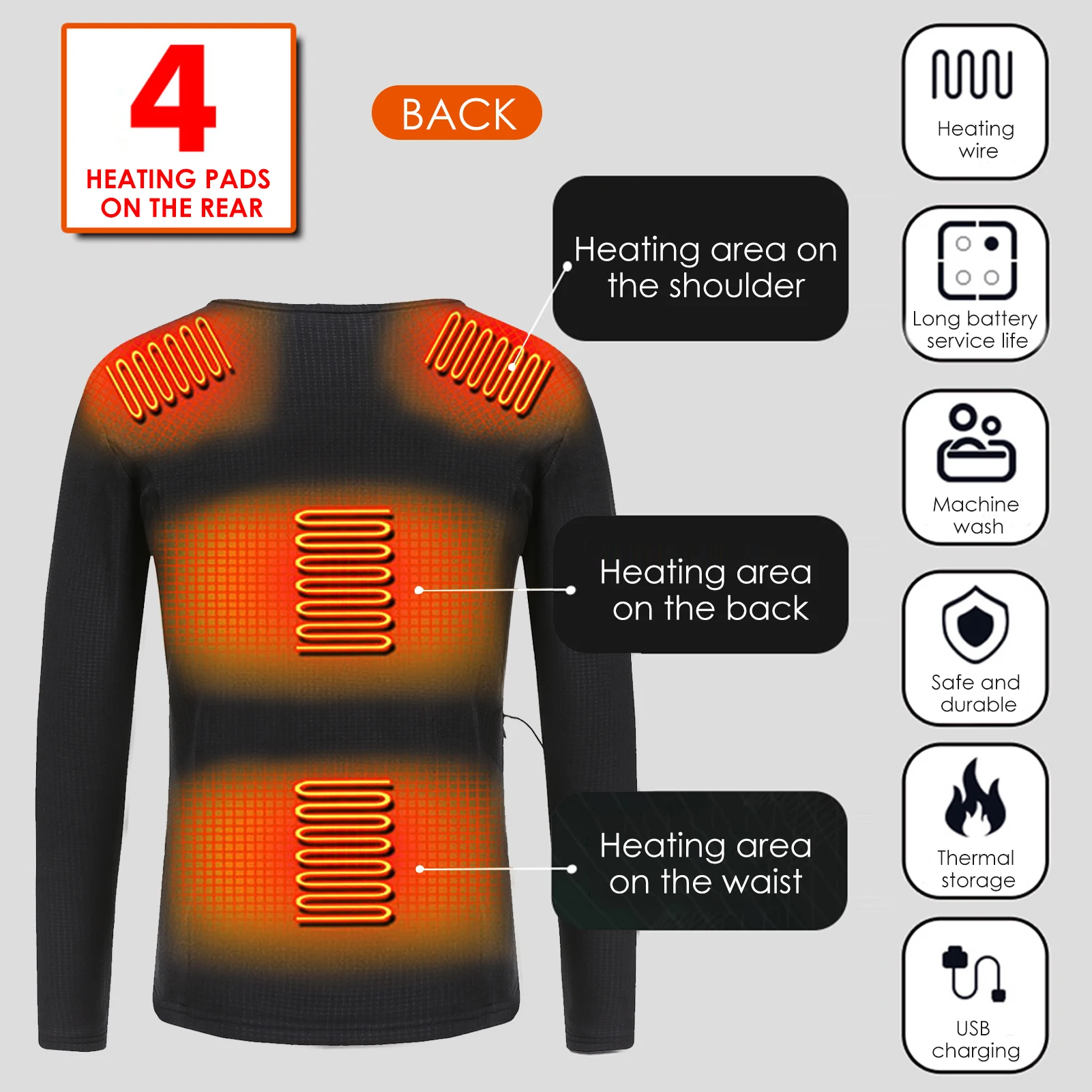 2021 Men Women USB Electric Heated Thermal Long Sleeve 5 Areas Insulated Heating Underwear Washable Winter Skiing Warm Clothes
2021 Men Women USB Electric Heated Thermal Long Sleeve 5 Areas Insulated Heating Underwear Washable Winter Skiing Warm Clothes