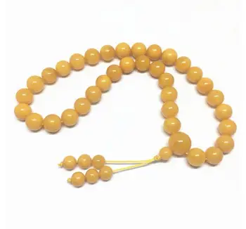 

Natural Baltic Yolk yellow Old Amber 33Beads Bracelet Rosaries For Prayer Beads 8mm+ Round Mala Certificated Amber Customized