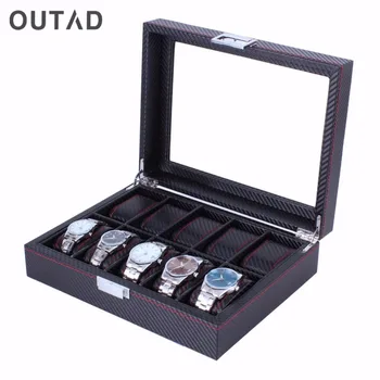 10 Grids Carbon Fibre Pattern Watch Box Watch Holder Storage Box Jewelry Display Rectangle Black Color Case
10 Grids Carbon Fibre Pattern Watch Box Watch Holder Storage Box Jewelry Display Rectangle Black Color Case