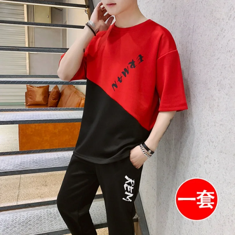 Men's Elbow-sleeved Top a Set of 2019 New Style Korean-style Trend Crew Neck Short Sleeve T-shirt Suit Popular Brand Slim Fit Co 
Men's Elbow-sleeved Top a Set of 2019 New Style Korean-style Trend Crew Neck Short Sleeve T-shirt Suit Popular Brand Slim Fit Co