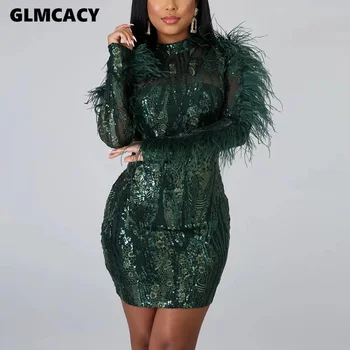 Women Plus Size Sequined Feather Design Bodycon Dress Long Sleeve Glitter Shining Sparkly Sexy & Club Night Out Party Vestidoss
Women Plus Size Sequined Feather Design Bodycon Dress Long Sleeve Glitter Shining Sparkly Sexy & Club Night Out Party Vestidoss