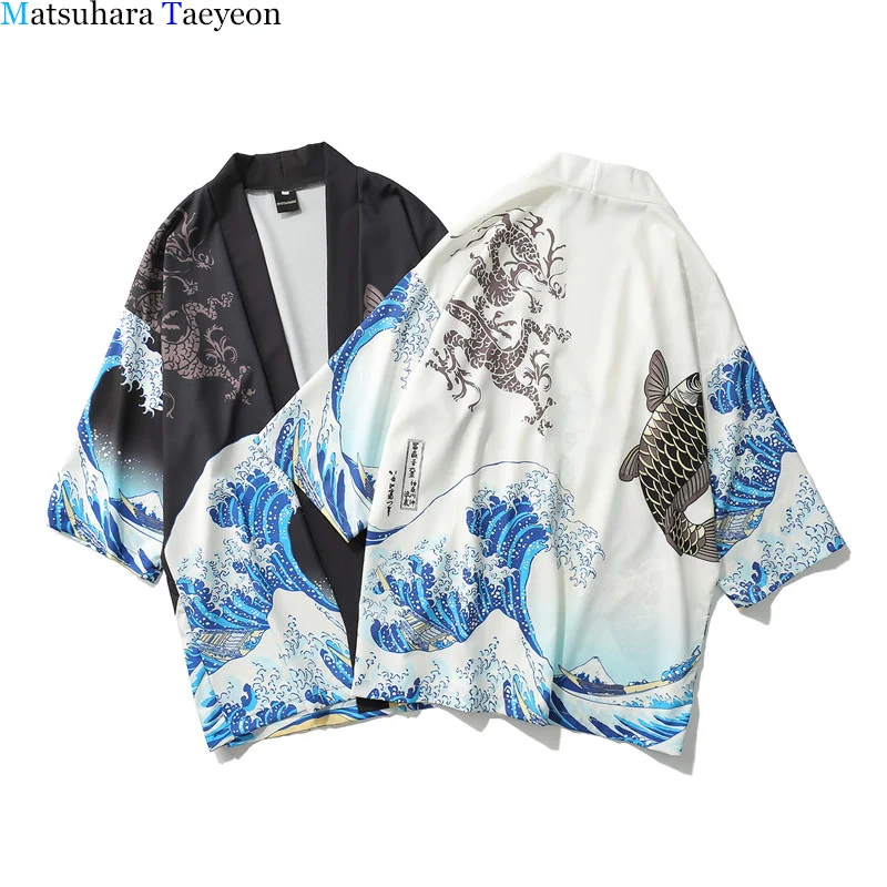 Фото Рубашка в японском стиле кимоно Мужская винтажная блузка Харадзюку рубашки с