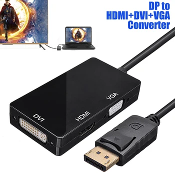 

3 in 1 DP Display Port to DVI +VGA +HDMI Adapter Cable 1080P Display Port Converter Video Adaptor For MacBook