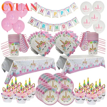 Unicorn Party Supplies Tableware Set Unicorn Tablecloth Paper Cups Napkin Banner Cake Topper Wedding Baby Shower Decorations
Unicorn Party Supplies Tableware Set Unicorn Tablecloth Paper Cups Napkin Banner Cake Topper Wedding Baby Shower Decorations