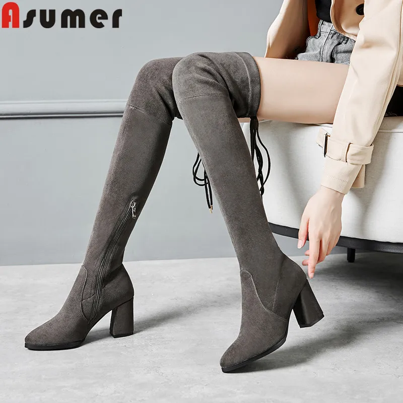 ASUMER big size 34-43 fashion over the knee botos round toe flock+suede leather botos square high heels sexy thigh high boots
ASUMER big size 34-43 fashion over the knee botos round toe flock+suede leather botos square high heels sexy thigh high boots