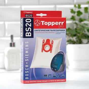 Topperr BS 20 synthetic dust collector for vacuum cleaners Bosch, Siemens, 4 pcs. + 1 filter
Topperr BS 20 synthetic dust collector for vacuum cleaners Bosch, Siemens, 4 pcs. + 1 filter