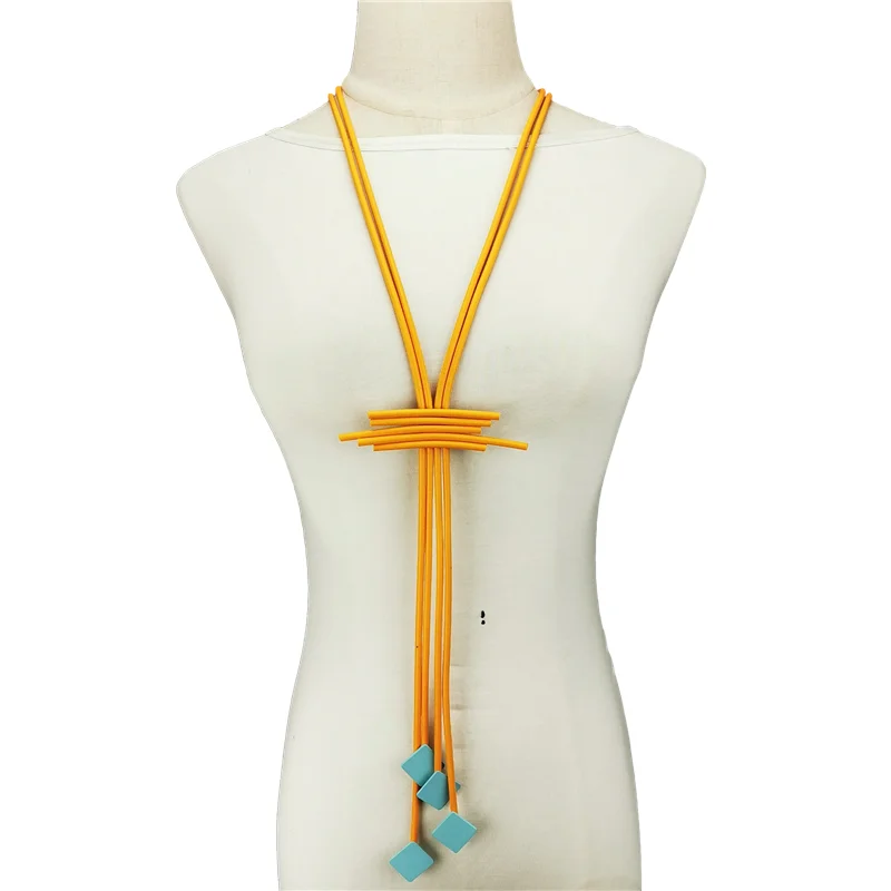 UKEBAY NEW Orange Pendant Necklaces Suqare Wood Necklace Women Long Sweater Chain 4 Color Handmade Rubber Jewelry Gift Wholesale UKEBAY NEW Orange Pendant Necklaces Suqare Wood Necklace Women Long Sweater Chain 4 Color Handmade Rubber Jewelry Gift Wholesale