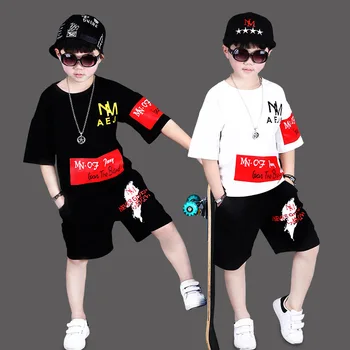 2 Colors Summer Kid Street Dance Clothings Boy Sports Shirt and Trouser Hiphop Short Sleeve T-shirt Fashion two piece set AEJS25 
2 Colors Summer Kid Street Dance Clothings Boy Sports Shirt and Trouser Hiphop Short Sleeve T-shirt Fashion two piece set AEJS25