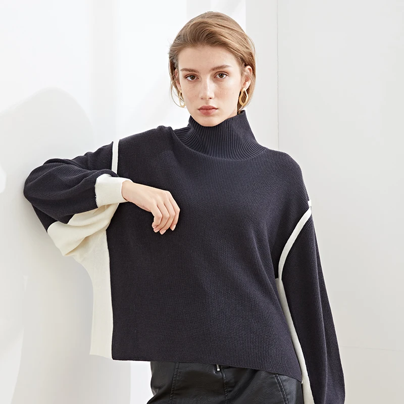 Winter Fashion Simple Loose High Collar Long Sleeve Color Matching Wool Sweater Sweater For Women Clothes
Winter Fashion Simple Loose High Collar Long Sleeve Color Matching Wool Sweater Sweater For Women Clothes