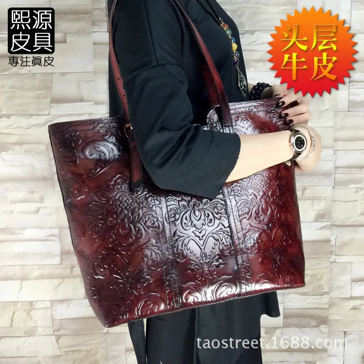 Ethnic-Style Embossed Genuine Leather Retro Entirely Handmade Rub Color Large Capacity Shoulder Bag Handbag Tote Bag Full-grain
Ethnic-Style Embossed Genuine Leather Retro Entirely Handmade Rub Color Large Capacity Shoulder Bag Handbag Tote Bag Full-grain