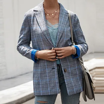 Fashion Women Lady Winter Top Plaid Long Sleeve Blouse Loose Ladies Suit Coat Feminino blazers Outerwear high quality Y11.14
Fashion Women Lady Winter Top Plaid Long Sleeve Blouse Loose Ladies Suit Coat Feminino blazers Outerwear high quality Y11.14