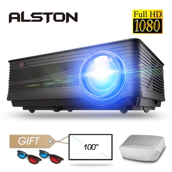 ALSTON M5 M5W Full HD 1080P Projector 4K 6500 Lumens Cinema Proyector Beamer Android WiFi Bluetooth hdmi VGA AV USB with gift