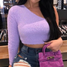 2022 Spring Sweater Women's Sexy Irregular One-Shoulder Fur Tight Short Thick Sweater Jumper Soft Warm Pull Femme
2022 Spring Sweater Women's Sexy Irregular One-Shoulder Fur Tight Short Thick Sweater Jumper Soft Warm Pull Femme