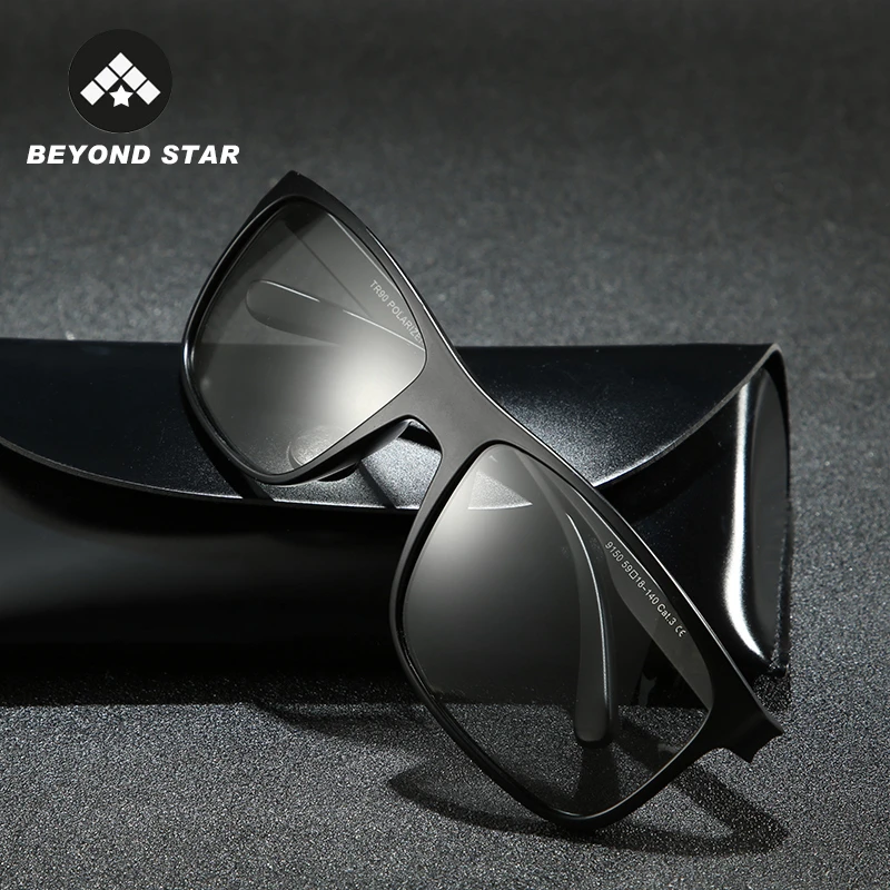 

BEYONDSTAR TR90 Frame Automatically Switches Color-changing Sunglasses Polarized Men Square Photochromic Brand Glasses TR9150