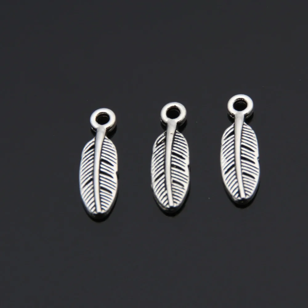 Фото 100pcs Silver Color Mini Feather Charms Leaf Pendant Jewelry Making DIY Handmade Craft Accessories Supplies A3467 | Украшения и