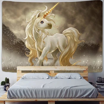 Fantasy Colourful Horse Tapestry,Golden Unicorn Wall Hanging,Bohemian Modern Hippie Psychedelic Background Cloth Beach Yoga Mat 
Fantasy Colourful Horse Tapestry,Golden Unicorn Wall Hanging,Bohemian Modern Hippie Psychedelic Background Cloth Beach Yoga Mat