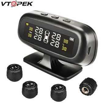 Vtopek Solar TPMS Car Tire Pressure Alarm Monitor System LCD Digital Display Intelligent Temperature Warning with 4 Sensors
Vtopek Solar TPMS Car Tire Pressure Alarm Monitor System LCD Digital Display Intelligent Temperature Warning with 4 Sensors