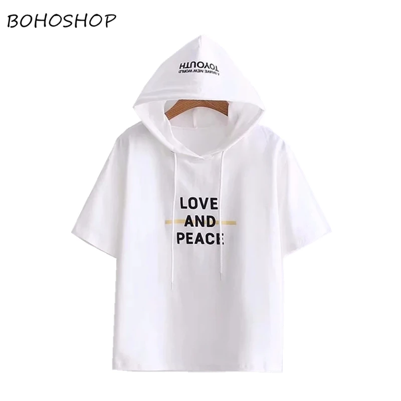 Summer harajuku kawaii women printing letters casual Tshirt hooded short sleeve crop cotton t-shirt female
Summer harajuku kawaii women printing letters casual Tshirt hooded short sleeve crop cotton t-shirt female