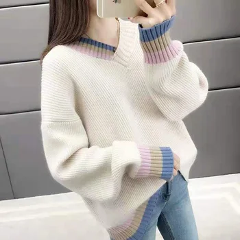 Korean New Release V-neck Style Casual Solid Color Sweater Thick Long-sleeved Women Knit Pullover Sweters Women Invierno 2020
Korean New Release V-neck Style Casual Solid Color Sweater Thick Long-sleeved Women Knit Pullover Sweters Women Invierno 2020
