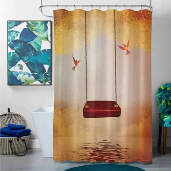 Shower Curtains Fabric Grey Hummingbirds,Red Hammock and Hummingbird in a Peaceful Lake Fantasy Fairytale Scene, Orange
Shower Curtains Fabric Grey Hummingbirds,Red Hammock and Hummingbird in a Peaceful Lake Fantasy Fairytale Scene, Orange