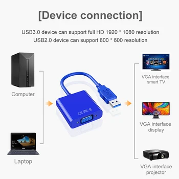 USB 3.0 To VGA Adapter Cable External Graphic Card Video Multi-display Converter Adapter For PC Laptop Windows 7 8 10
USB 3.0 To VGA Adapter Cable External Graphic Card Video Multi-display Converter Adapter For PC Laptop Windows 7 8 10