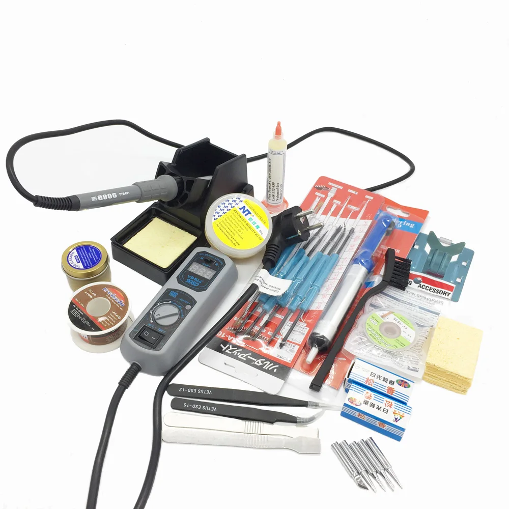 Original 220V/110V YIHUA 908D Soldering Iron Temperature Adjustable Electric Welding Soldering Iron +5tips+stand+tweezers+sponge
Original 220V/110V YIHUA 908D Soldering Iron Temperature Adjustable Electric Welding Soldering Iron +5tips+stand+tweezers+sponge