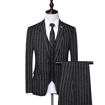 Men's Striped Suit Three-piece Fashion Slim Business Custom Dress Suit Sets Wedding Work Groomsman Blazer Presenter New Clothing
Men's Striped Suit Three-piece Fashion Slim Business Custom Dress Suit Sets Wedding Work Groomsman Blazer Presenter New Clothing