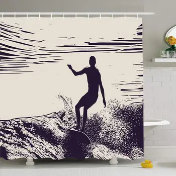 Shower Curtain Set with Hooks 72x78 Silhouette Pacific Surfer Extreme Ocean Big Wave Engraving Style People Sign Sports Boy
Shower Curtain Set with Hooks 72x78 Silhouette Pacific Surfer Extreme Ocean Big Wave Engraving Style People Sign Sports Boy