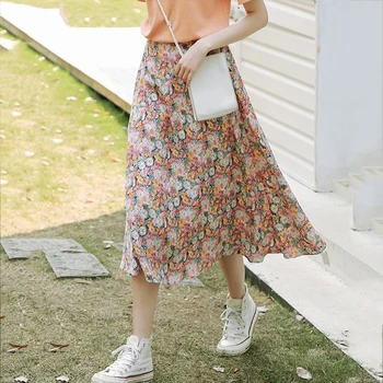 Vintage Floral Print Ruffle Chiffon Pleated Long Skirts Women Korean Skirt Streetwear Drawstring Elastic Waist Midi Skirt
Vintage Floral Print Ruffle Chiffon Pleated Long Skirts Women Korean Skirt Streetwear Drawstring Elastic Waist Midi Skirt