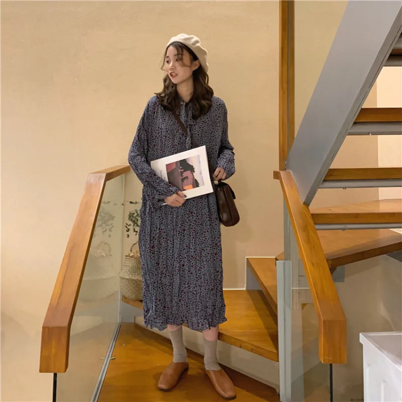 XIBUSANA 2020 Spring Latest Pleated Straight Versatile High Waist Slim Long-sleeved Dress Polka Dot Polyester Chiffon Dress Blue
XIBUSANA 2020 Spring Latest Pleated Straight Versatile High Waist Slim Long-sleeved Dress Polka Dot Polyester Chiffon Dress Blue