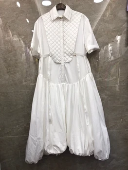 2020 Early Autumn New Women's Lapel Rhombus Decorative Open-Line Plain Expandable Cotton Loose Dress 825 
2020 Early Autumn New Women's Lapel Rhombus Decorative Open-Line Plain Expandable Cotton Loose Dress 825