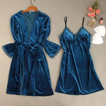 Autumn Winter Robe Set Velour Soft Nighty&Robe Set Female Velvet 2PCS Sleepwear Loose Kimono Gown Sexy Lace Sleep Set Home Wear
Autumn Winter Robe Set Velour Soft Nighty&Robe Set Female Velvet 2PCS Sleepwear Loose Kimono Gown Sexy Lace Sleep Set Home Wear