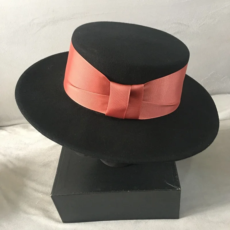 Waliicorners Women Wide Brim Warm Wool Fedora Hat Retro Style Ladies Boater Hat Felt Hat with Flat Brim Wiinter Hat Formal Hat 10 H23bf105b1bd744e3b89c7bd93d4aad8b9