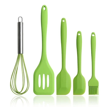 5 PCS Silicone Cooking Utensils Set Non-Stick Spatula Shovel Wooden Handle Cooking Tools Set Kitchen Tools Green
5 PCS Silicone Cooking Utensils Set Non-Stick Spatula Shovel Wooden Handle Cooking Tools Set Kitchen Tools Green