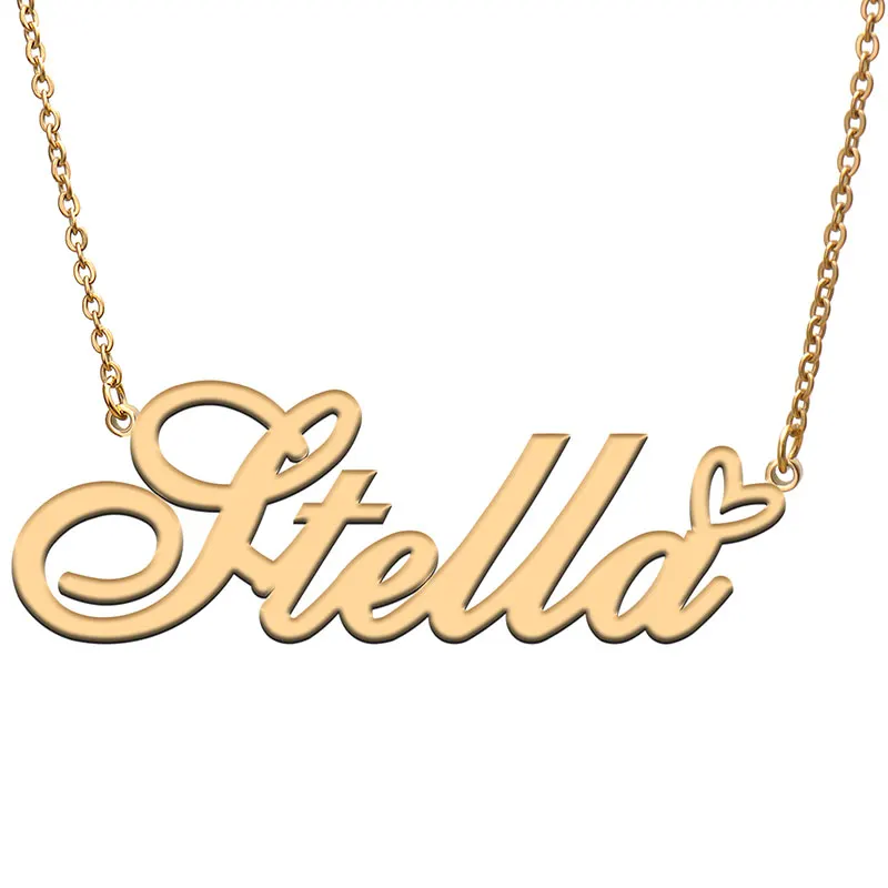Stella Love Heart Name Necklace Personalized Gold Plated Stainless Steel Collar for Women Girls Friends Birthday Wedding Gift
Stella Love Heart Name Necklace Personalized Gold Plated Stainless Steel Collar for Women Girls Friends Birthday Wedding Gift