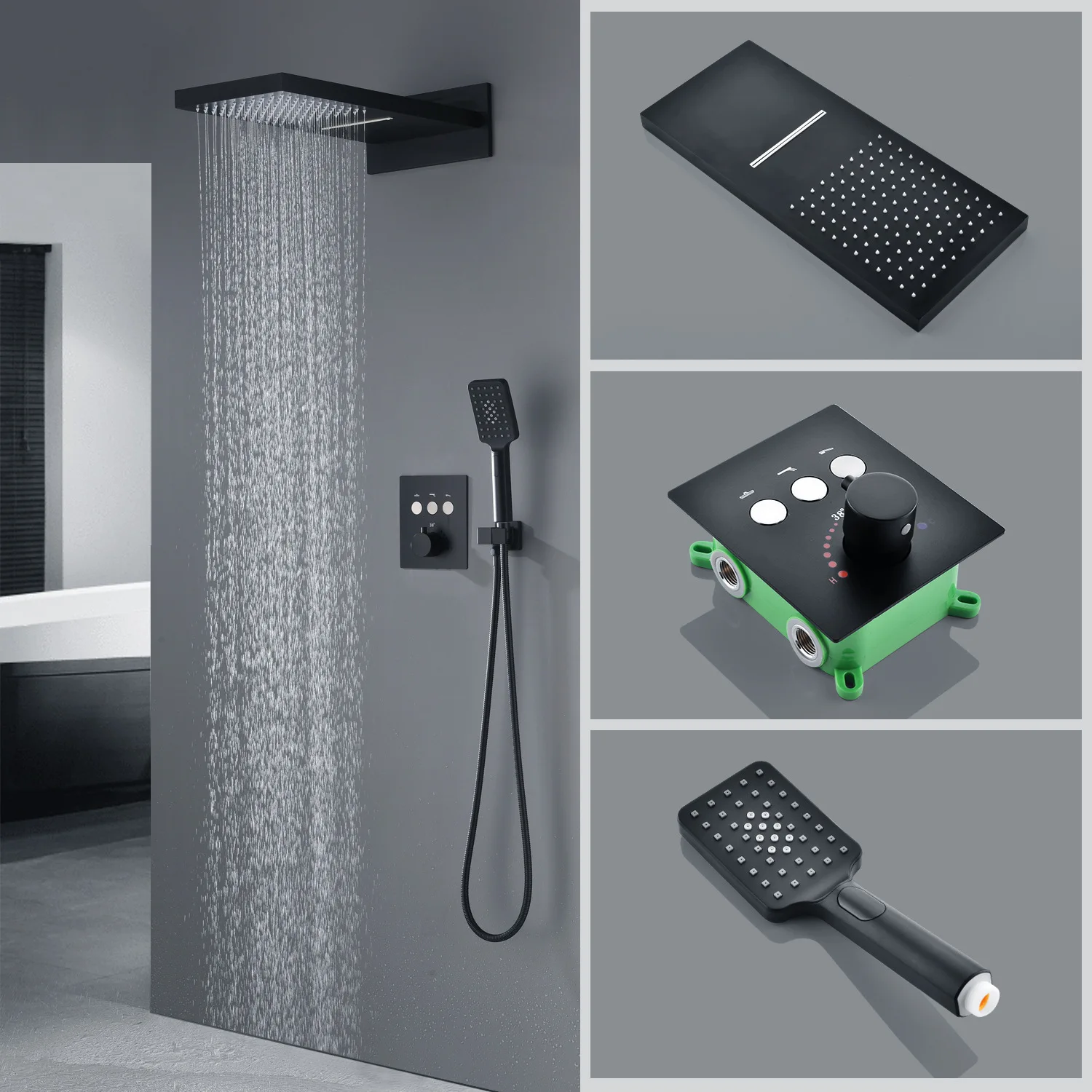 Shower Room Shower Dumb Light Black Button Switch More Function Bath Shower Suit
Shower Room Shower Dumb Light Black Button Switch More Function Bath Shower Suit
