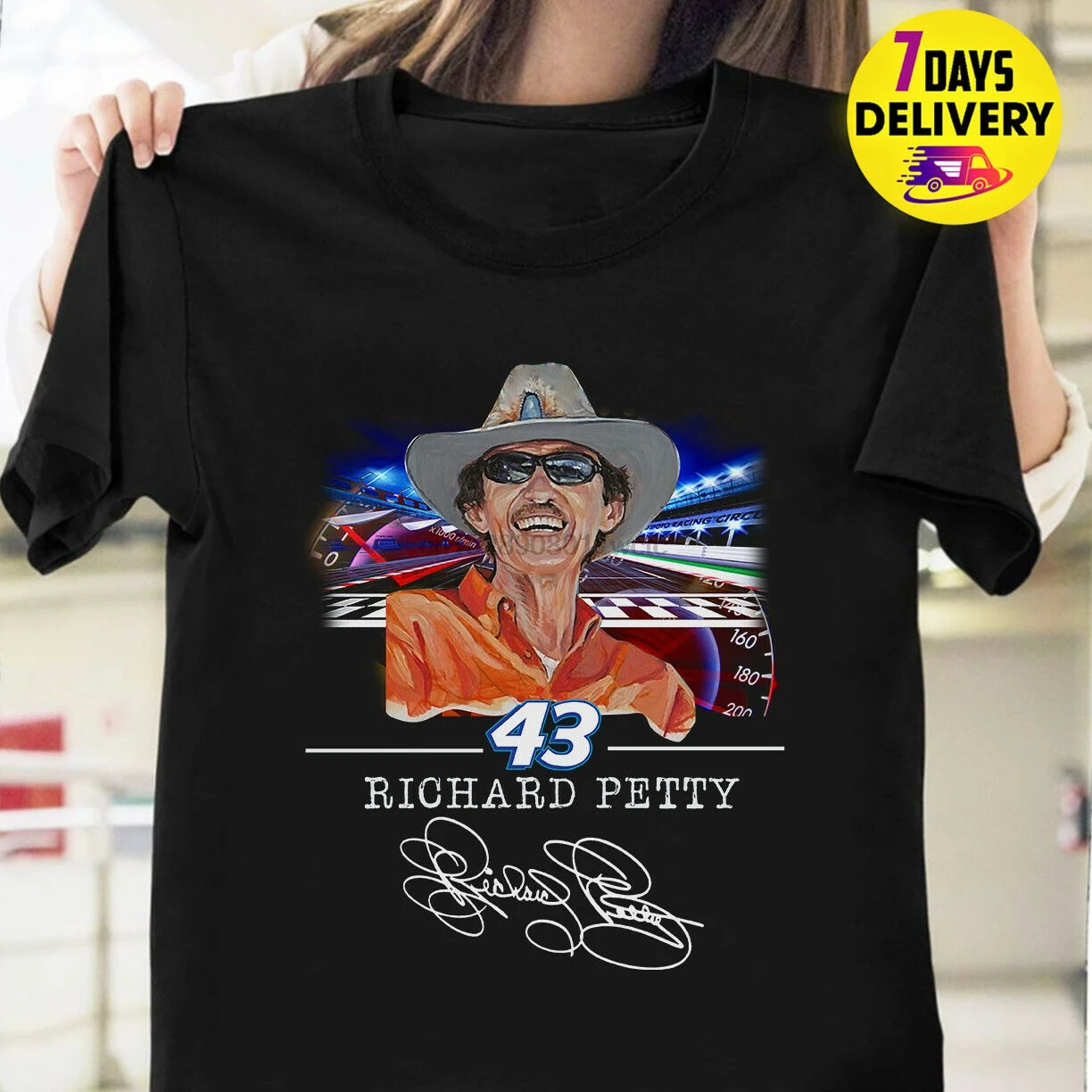 43 SIGNATURE OF RICHARD PETTY T Shirt Black Size S-3XL
43 SIGNATURE OF RICHARD PETTY T Shirt Black Size S-3XL