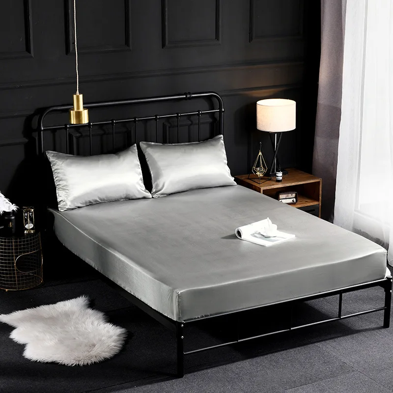 Satin Silk Fitted Sheet Solid Soft Bed Sheets Set With Pillowcase 3PCS Elastic Band Drap Housse de Matela Twin Queen King Size
Satin Silk Fitted Sheet Solid Soft Bed Sheets Set With Pillowcase 3PCS Elastic Band Drap Housse de Matela Twin Queen King Size