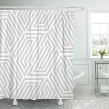 Gray Abstract Geometric Pattern by Lines Hexagons White Shower Curtain Waterproof Polyester Fabric 72 x 72 Inches Set with Hooks
Gray Abstract Geometric Pattern by Lines Hexagons White Shower Curtain Waterproof Polyester Fabric 72 x 72 Inches Set with Hooks