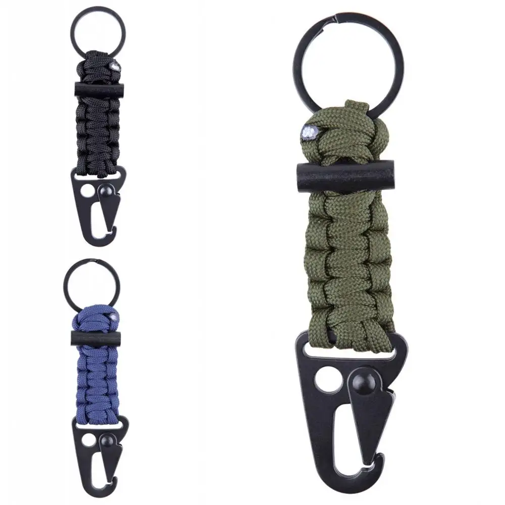 

TUMBEELLUWA Outdoor Survival Paracord Carabiner Keychains Lanyard Military Emergency Parachute Cord Key Rings for Men 5 inches