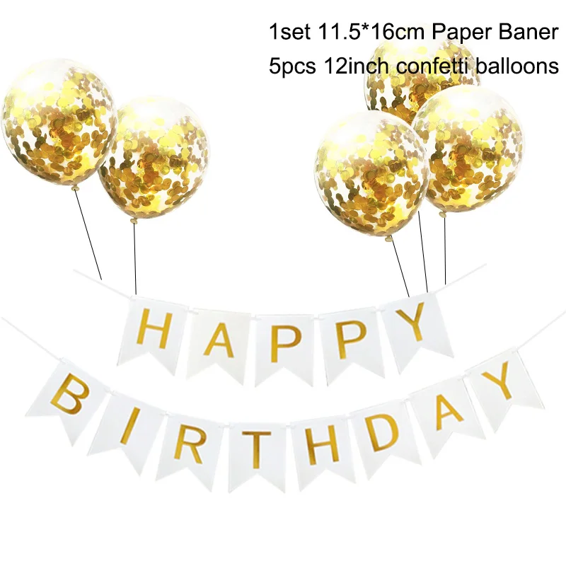 happy birthday banner gold confetti balloon 1st birthday boy