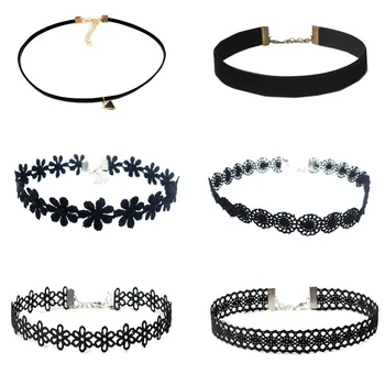 Classic Gothic Tattoo Lace Choker Women Necklace 6/5/3 Pieces Choker Necklace Set Stretch Velvet women necklace jewelry giftN001 
Classic Gothic Tattoo Lace Choker Women Necklace 6/5/3 Pieces Choker Necklace Set Stretch Velvet women necklace jewelry giftN001