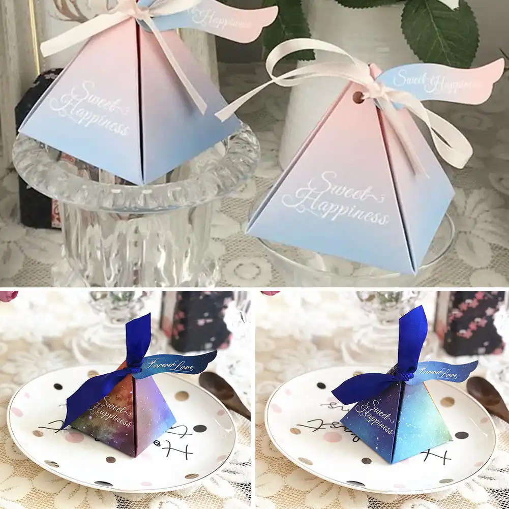 100pcs/pack wedding favors party candy box ribbons supplies gift