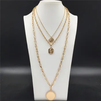 Trendy Gold Color Plating Round Square Big Circle Pendant Layered Necklace For Women Girl Long Boho Sweater Decoration Jewelry 
Trendy Gold Color Plating Round Square Big Circle Pendant Layered Necklace For Women Girl Long Boho Sweater Decoration Jewelry