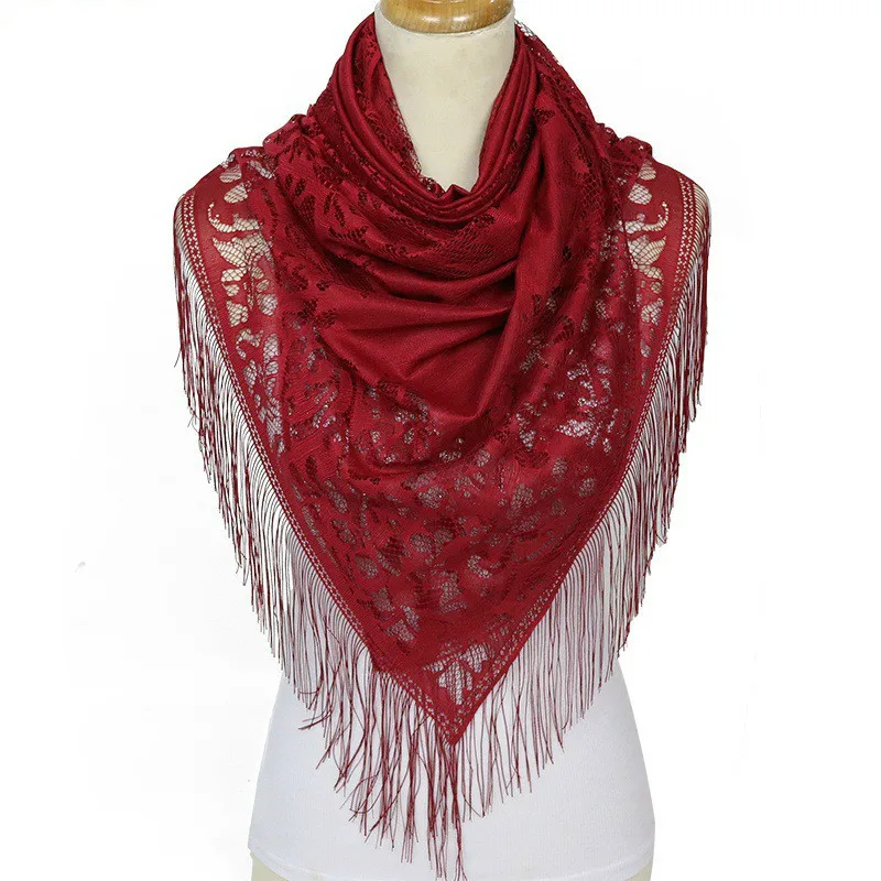 Lace Hollow Out Scarf Woman Tassels Shawl Solid Color Bright Red Scarves New Arrival
Lace Hollow Out Scarf Woman Tassels Shawl Solid Color Bright Red Scarves New Arrival
