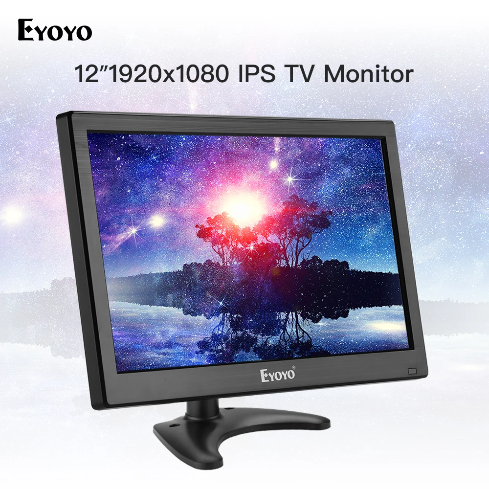 Eyoyo 12" EM12F Computer TV Monitor FHD 1920x1080 IPS LCD Screen Display moniteur HDMI VGA AV USB for Projector PC DVR DVD |