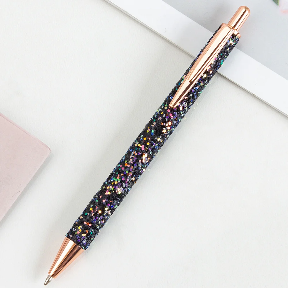 Metalowe pióro Shine - cekiny długopis kulkowy 1.0mm, czarny tusz - Wianko - 7