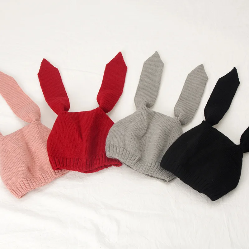 

Детская шапка-бини H7660, детские вязаные шерстяные шапки с длинными кроличьими ушками в Корейском стиле, шапки для девочек и мальчиков, теплые шапки для защиты ушей