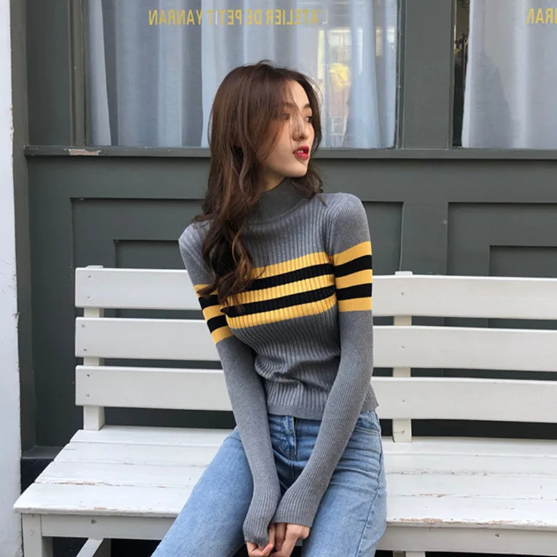 2020 nian New Style Half Turtleneck Stripes Slim Fit Tops Sweater Female Autumn & Winter Long Sleeve Underwear Sweater Base Shir
2020 nian New Style Half Turtleneck Stripes Slim Fit Tops Sweater Female Autumn & Winter Long Sleeve Underwear Sweater Base Shir